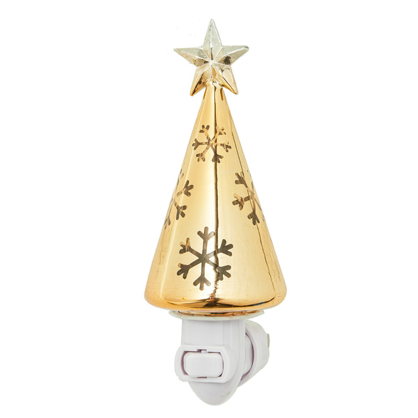 Glass Gold Tree with Snowflakes Night Light