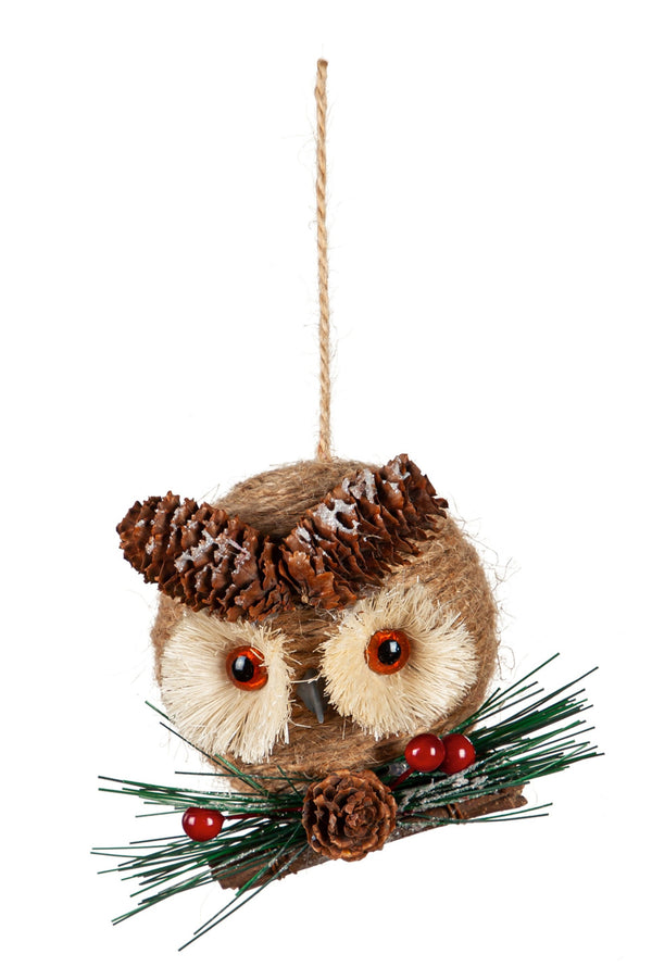 4" Owl with Artificial Floral Ornament