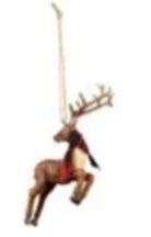 4.5" Resin Reindeer with Plaid Scarf Ornament