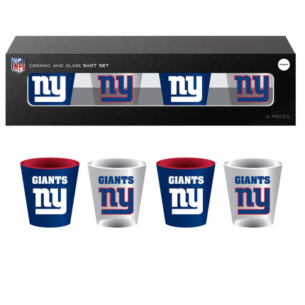 New York Giants 4-Piece Ceramic and Glass 2oz. Cup Set