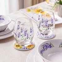 Lavendar flowers stemless wine glass