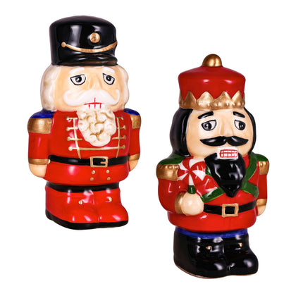 Ceramic Nutcracker Shaped Salt and Pepper Shaker Set