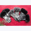 Plaid Gloves with Fur Cuff