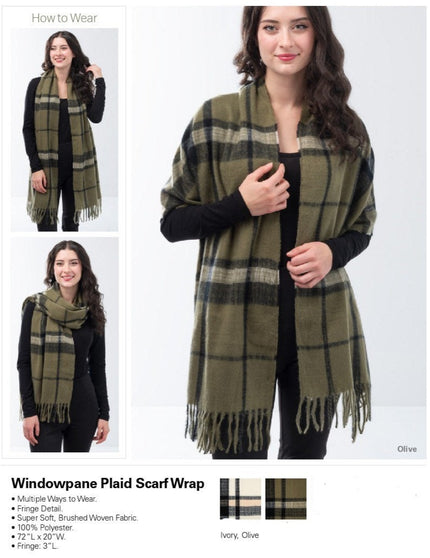 Windowpane Plaid Scarf Wrap
