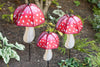 Welcome Friends Mushroom Garden Pinwheel Spinners, Set of 3