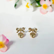 Heart and Bow Earrings Gold