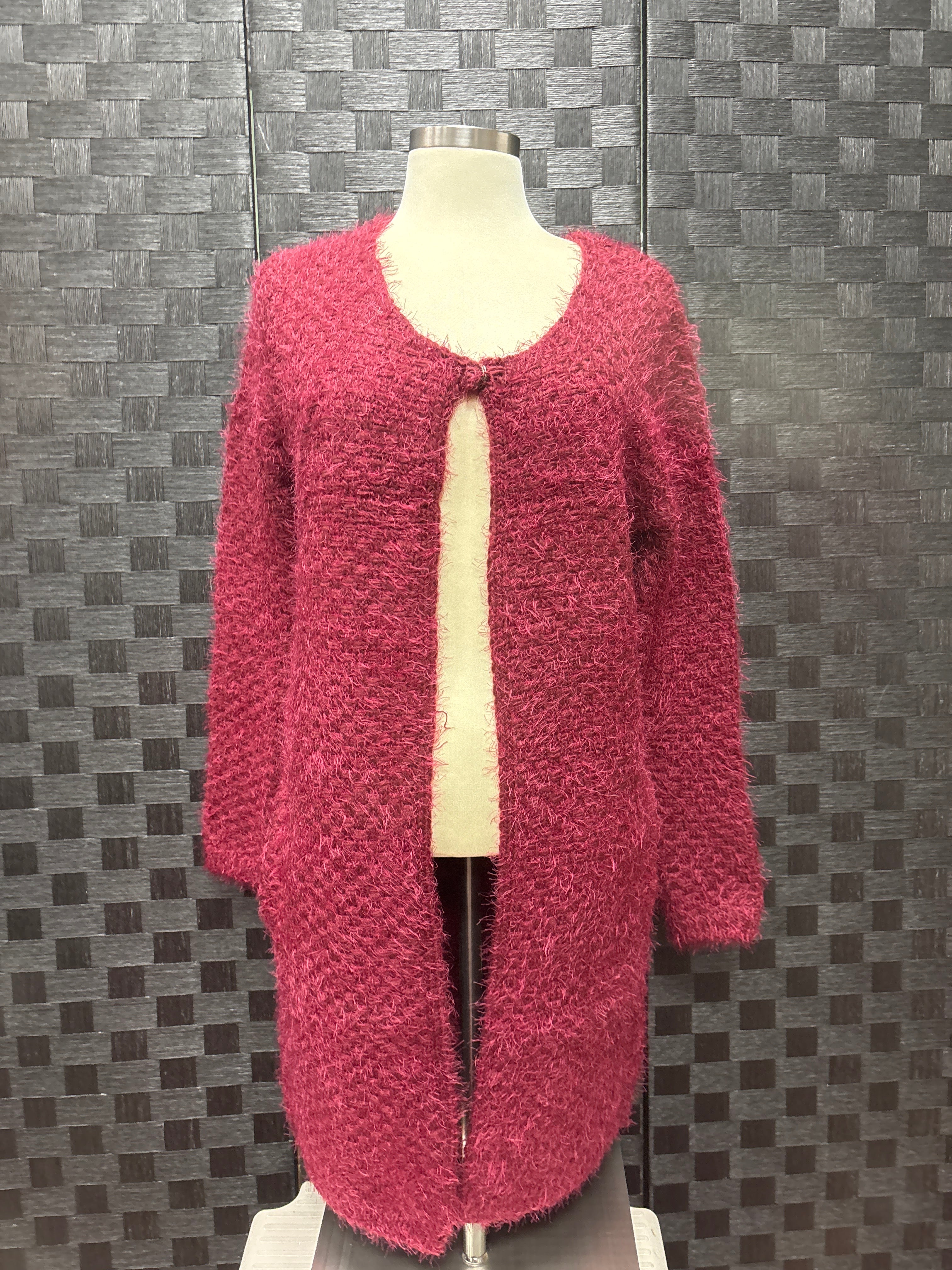 Basketweave long cardigan