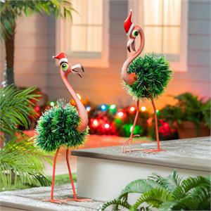 Christmas Flamingo Garden Decor
