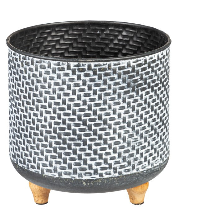 Multi-Color Metal Planters with Wooden Legs