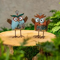 Metal Mini Owls Statue