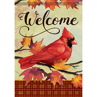 Autumn Day Cardinal" Welcome Garden Flag