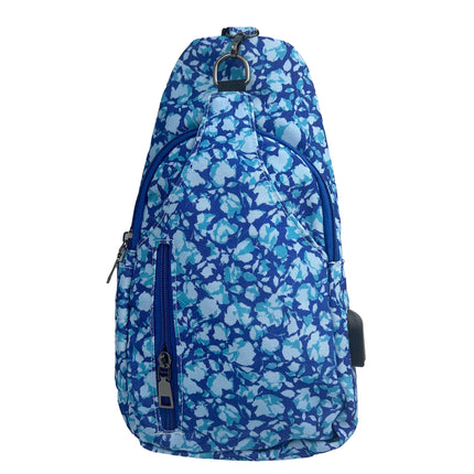 Antitheft Daypack Small Blue Botanical