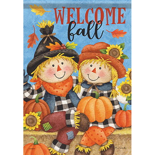 "Scarecrow Couple" Welcome Fall Garden Flag