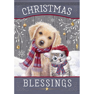 "Christmas Friends" Cat and Dog  DuraSoft™ Garden Flag