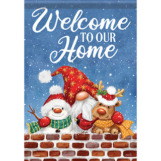 "Santa Gnome & Friends" Welcome to our Home DuraSoft™ Garden Flag