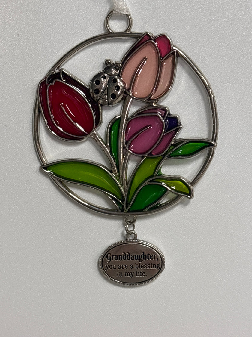 Floral stained glass keepsake ornaments