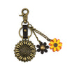 Chala Metal and Vegan Leather Sunflower Key Chain