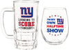 New York Giants, Stemless 17 OZ Wine Glass & Beer Mug 16 OZ Gift Set with Box