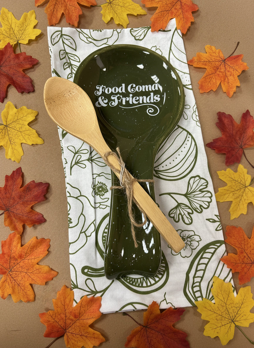 Fall spoon rest and towel set