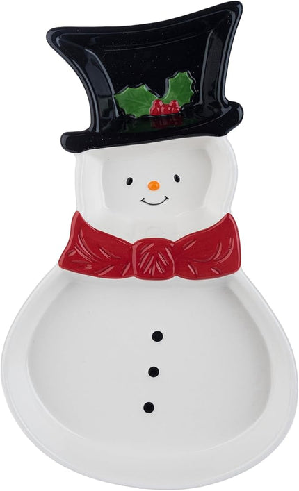 Snowman platter with 3 sections