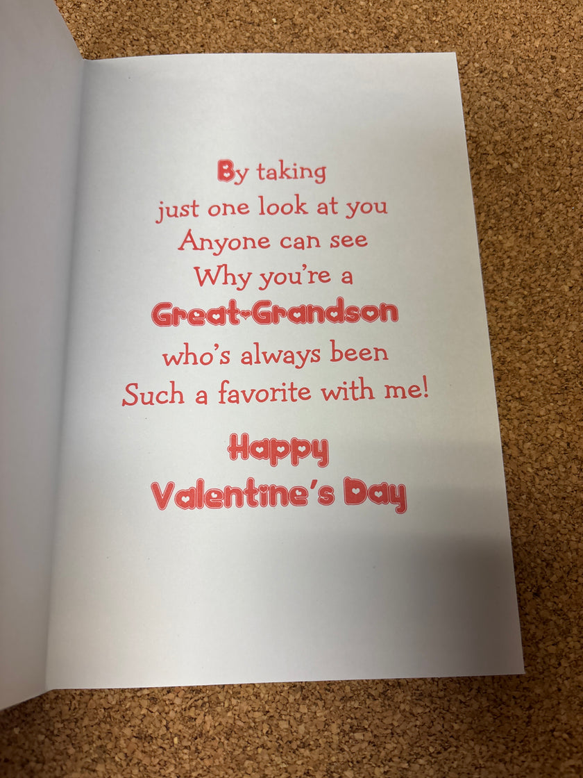 Valentine's card for Great Grandson