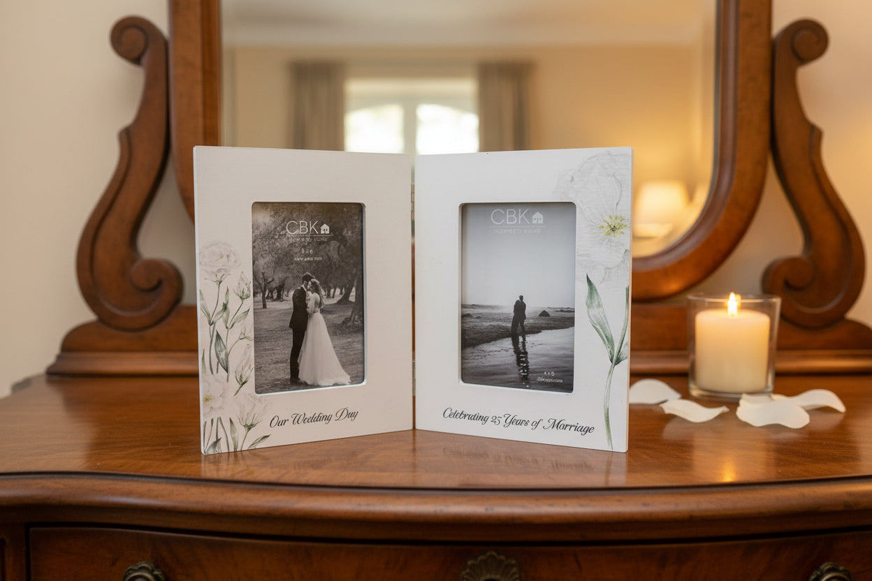 Wooden doubled sided 25th anniversary frame