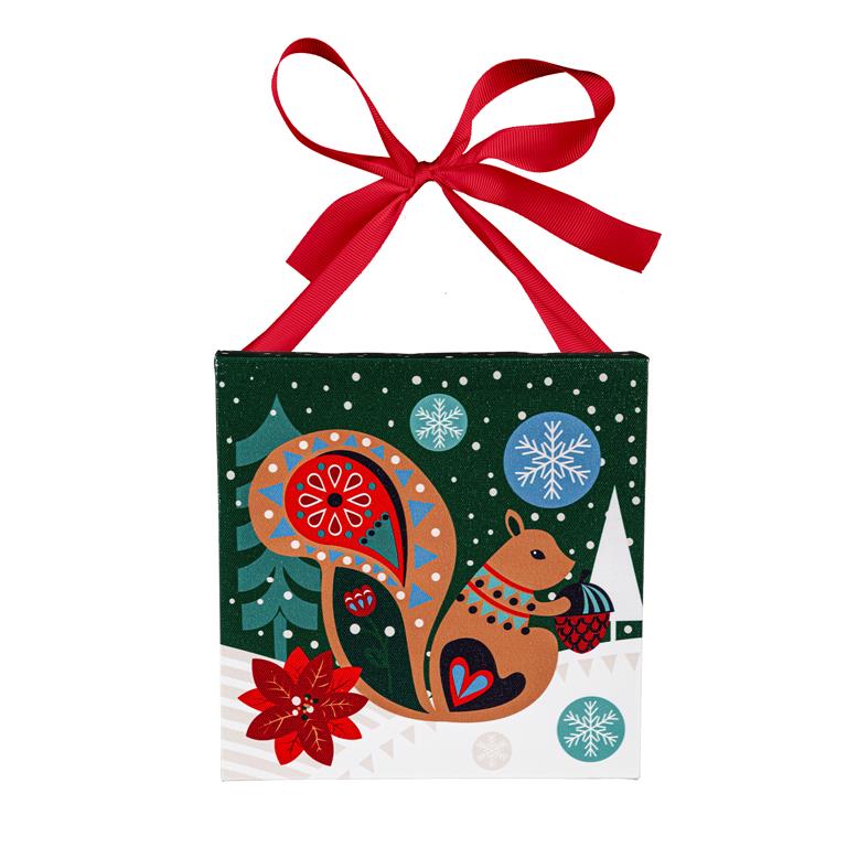 Christmas Folk Art Canvas Animal Pictures