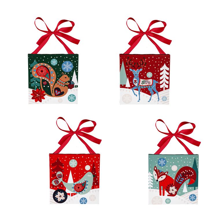 Christmas Folk Art Canvas Animal Pictures