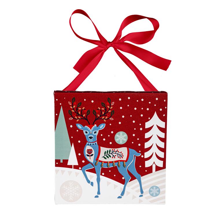 Christmas Folk Art Canvas Animal Pictures
