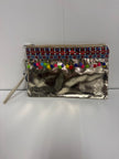 Metallic Clutch with colorful tassels