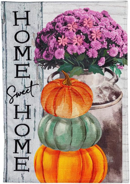 Evergreen Flag Rustic Fall Greetings Garden Burlap Flag