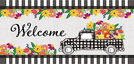 Plaid Truck Floral Sassafras Mat