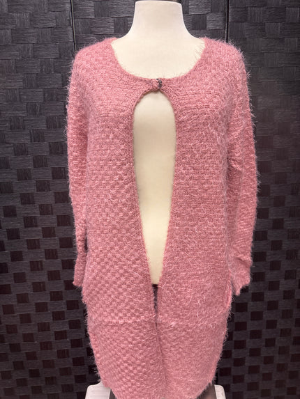 Basketweave long cardigan