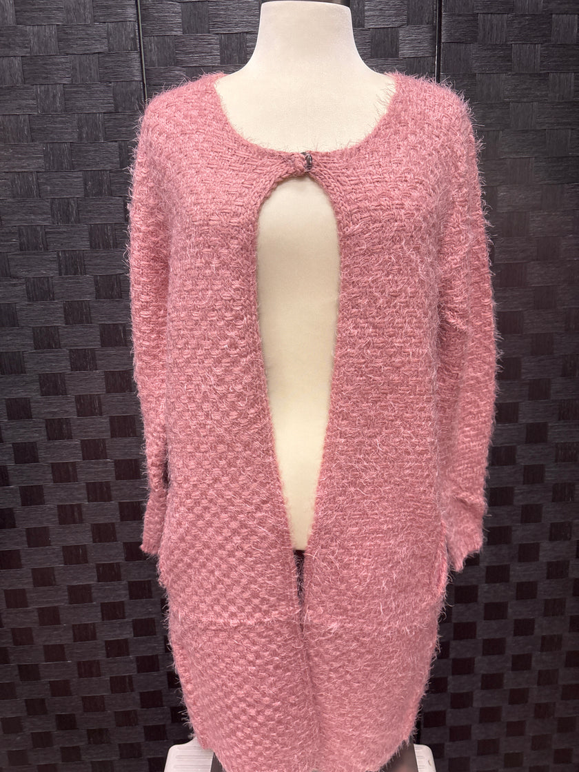 Basketweave long cardigan