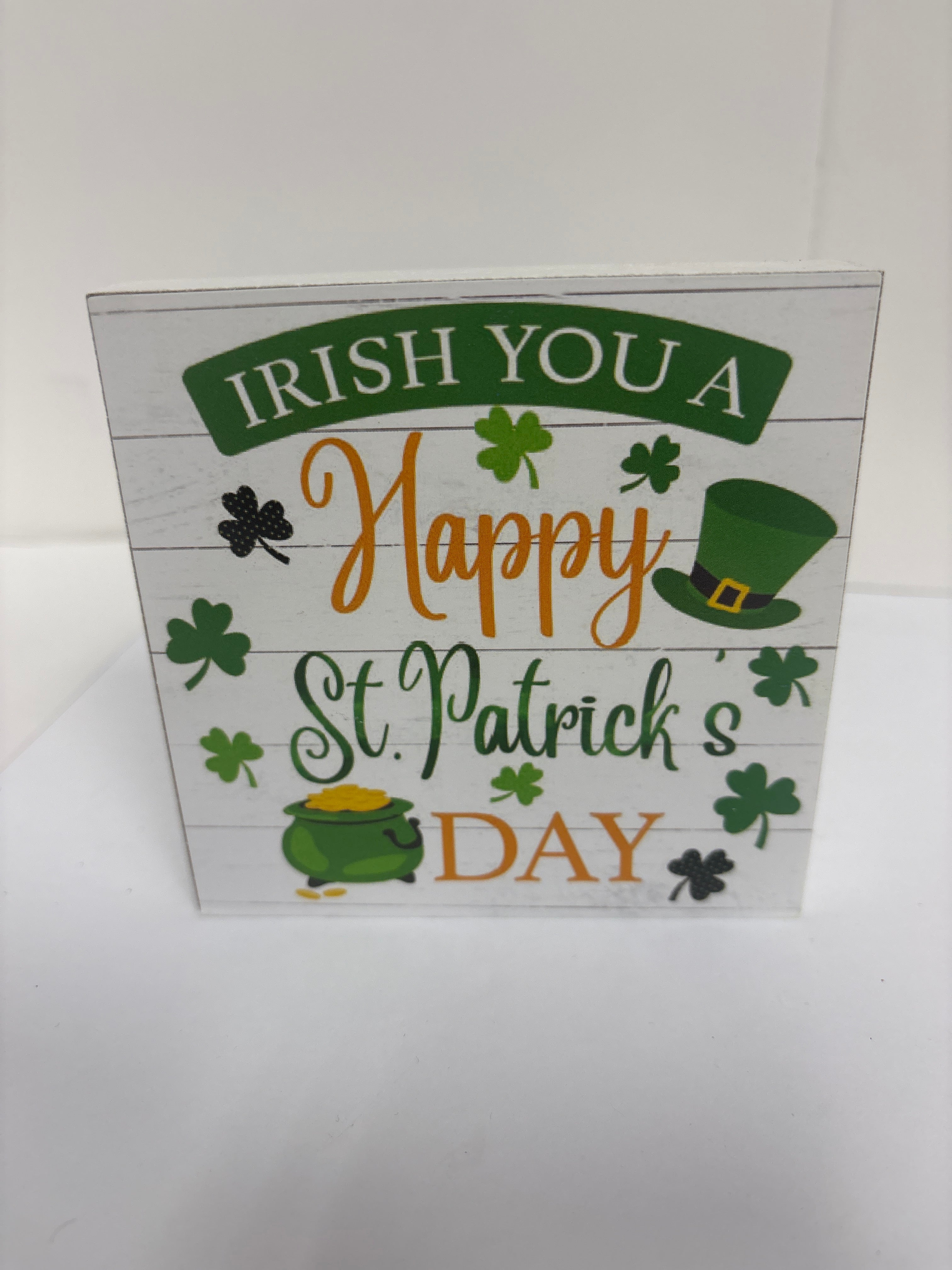 Wooden St Patrick's Day fun message blocks