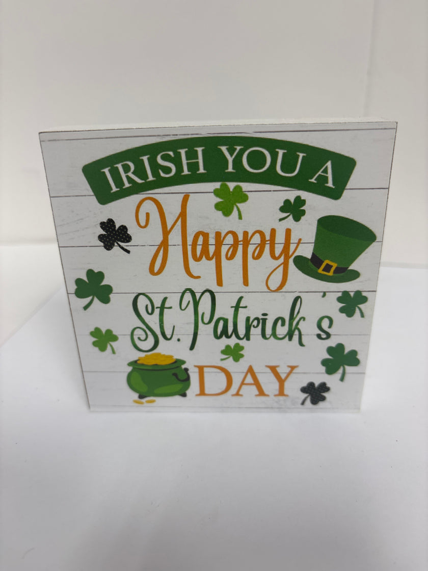 Wooden St Patrick's Day fun message blocks