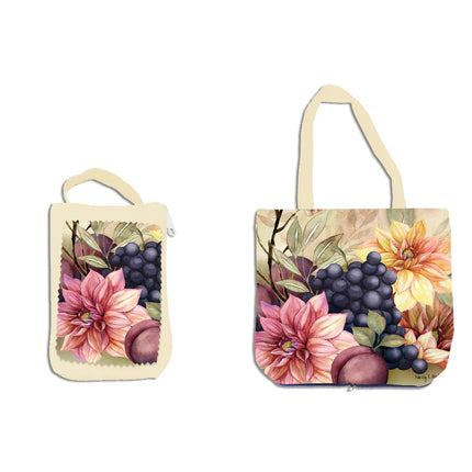 Fall floral compact tote in Maroon