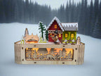 LED light up music box laser cut village house