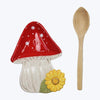 Ceramic Cottage Mushroom Spoon rest and Wooden Spoon Set
