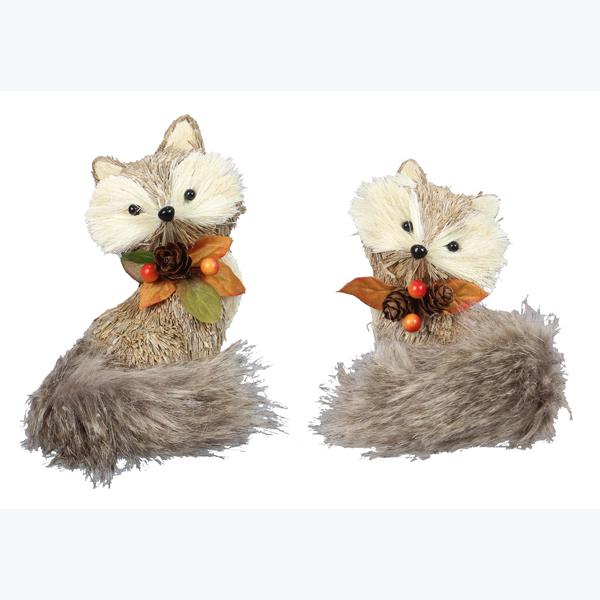 Straw and Fabric Cozy Woodland Fox Decor