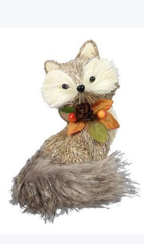 Straw and Fabric Cozy Woodland Fox Decor