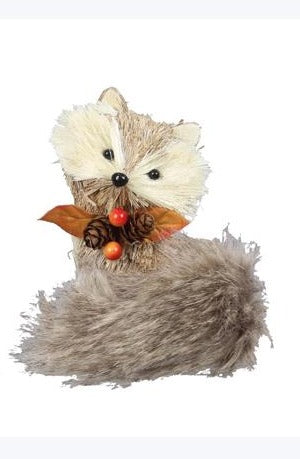 Straw and Fabric Cozy Woodland Fox Decor