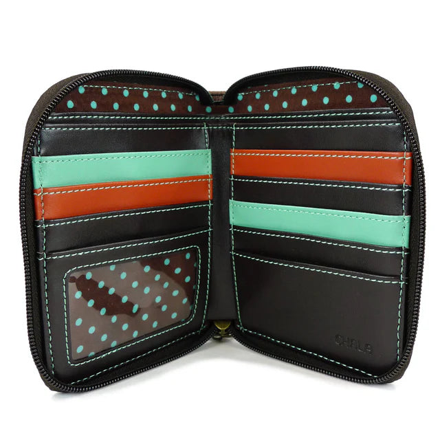 Chala Vegan Leather Cat Zip Around Wallet Wristlet