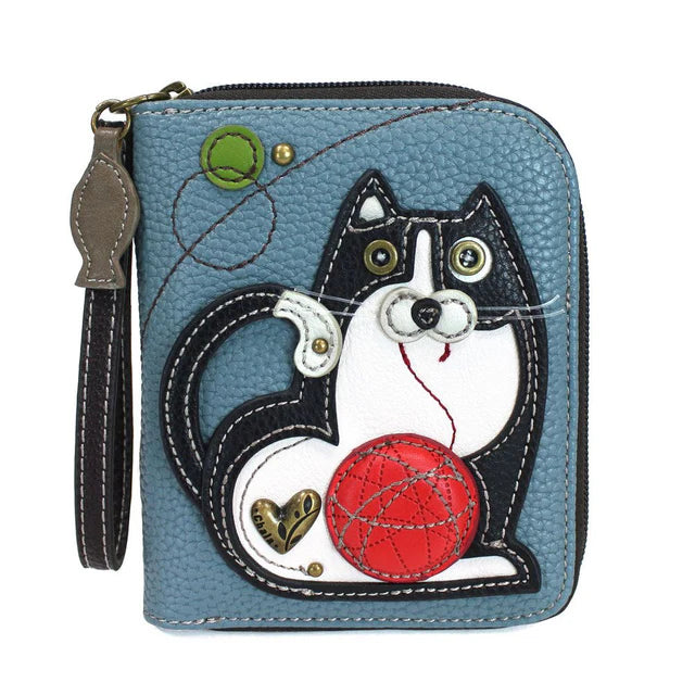 Chala Vegan Leather Cat Zip Around Wallet Wristlet