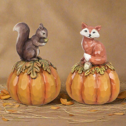 Fall table decor squirrel or Fox on pumpkin