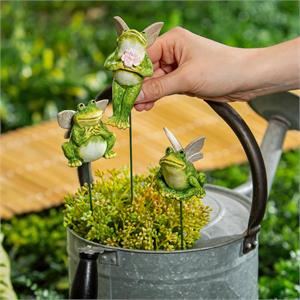 Winged Frog Plant Stakes