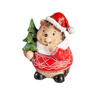 Holiday Hedgehogs With Hat and Greenery Figures