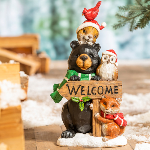 Holiday Welcome Forest Friends Statue