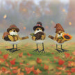 Resin Bird in Fall Color with Metal Feet