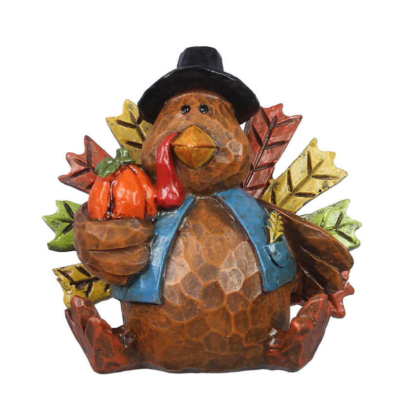 Resin Tabletop Turkey with Pilgrim's Hat